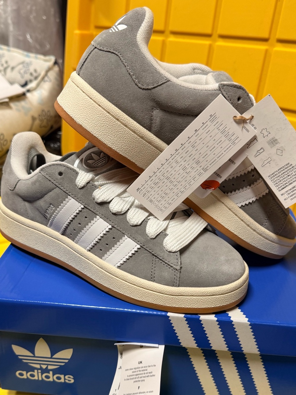 adidas Grey and White Suede Campus Sneakers for xtra laces size 5.5 no box